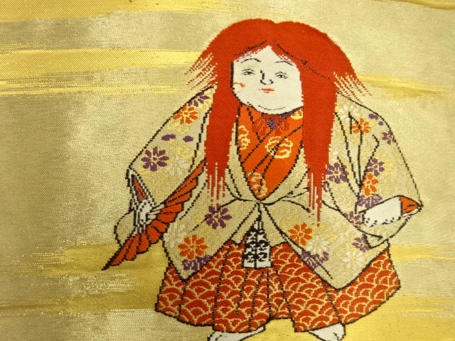 アンティーク　能役者模様織り出し名古屋帯